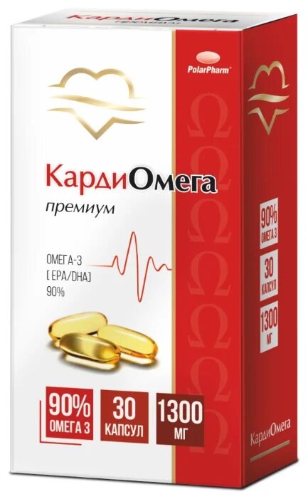 Oméga-3 90% «CardiOmega premium» 1300 mg, n ° 30